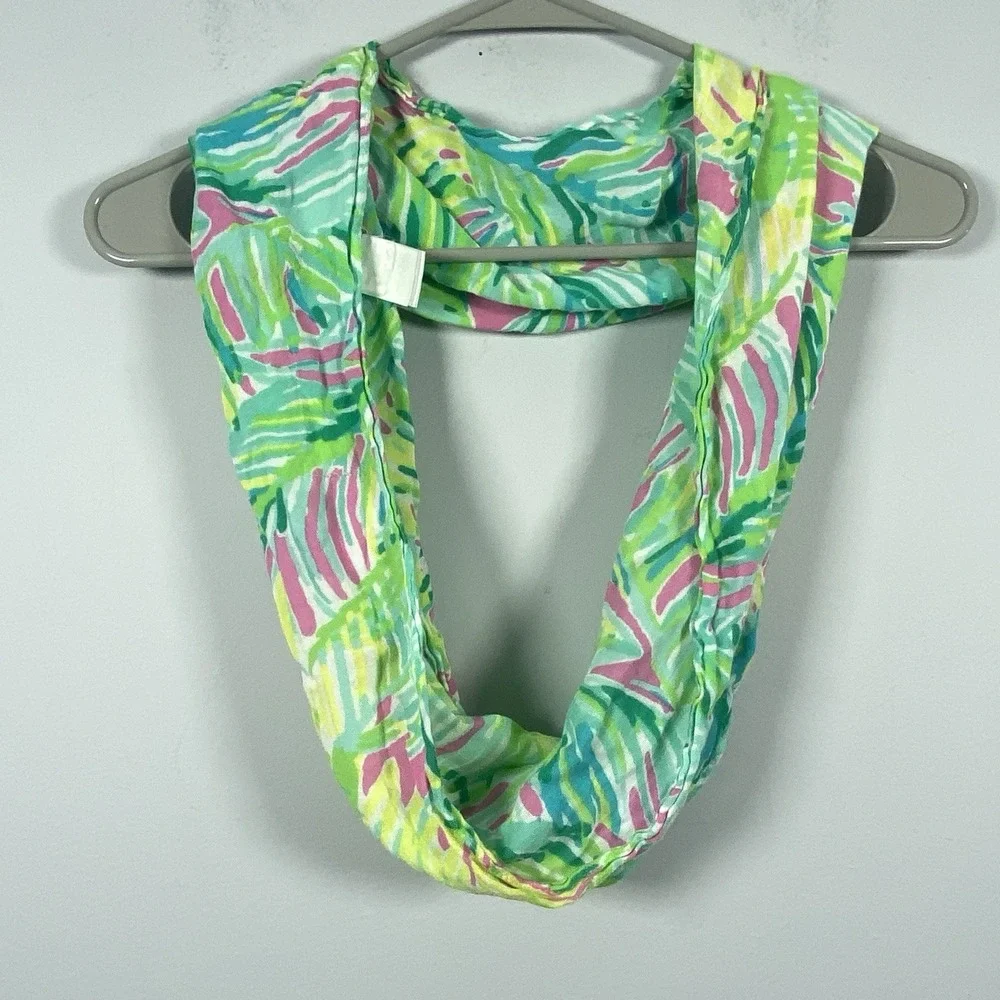 Lilly Pulitzer Riley Infinity Scarf Palm Leaf Green‎ Pink Resort Beach Coastal